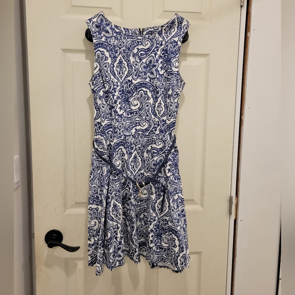Suzy shiermedium blue & white dress